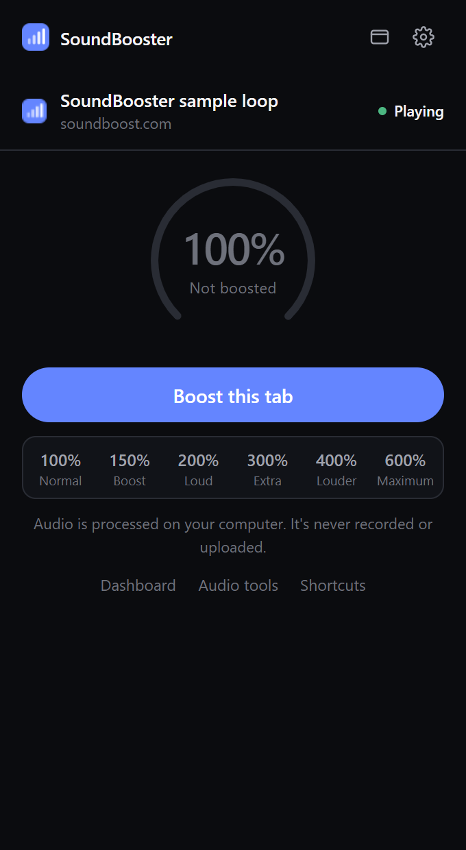 Before boosting: a clear explanation of what capture does, and one-click presets.